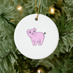 Niedliches Schwein, Little Pig, Schwein, Rosa Schw Keramikornament