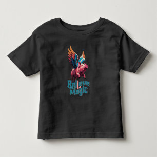 Niedliches Schwein mit farbigen Flügeln Glaube a Kleinkind T-shirt