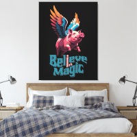 Niedliches Schwein mit farbigen Flügeln | Glaube a