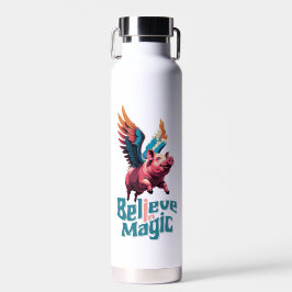 Niedliches Schwein mit farbigen Flügeln | Glaube a Trinkflasche