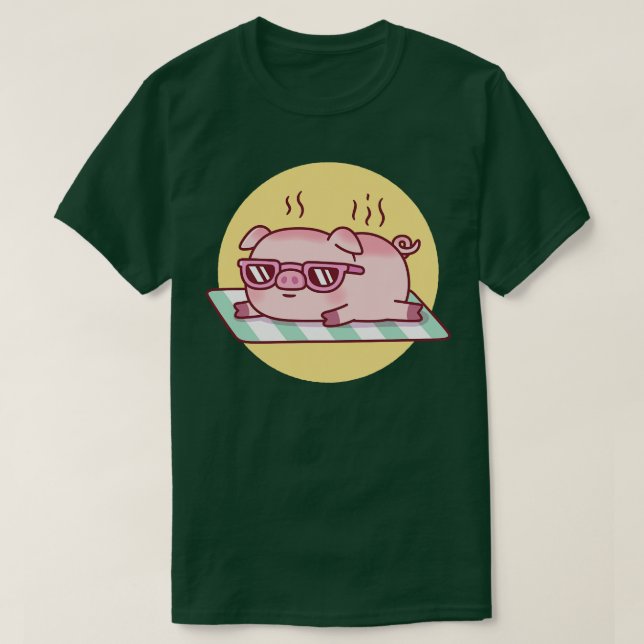 Niedliches Schwein mit Sonnenbrille sonnig T-Shirt (Design vorne)