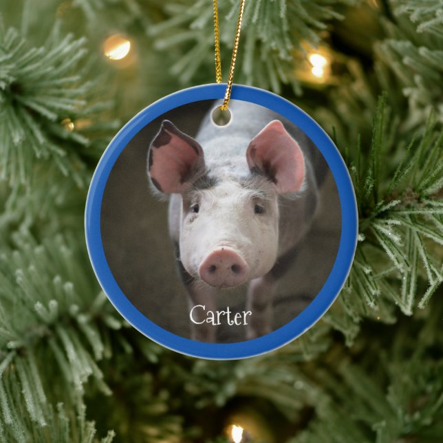 Niedliches Schwein Personalisierte Keramik Ornamen Keramik Ornament (Baum)
