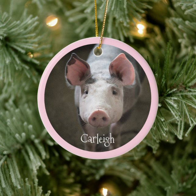 Niedliches Schwein Personalisierte Keramik Ornamen Keramik Ornament (Baum)