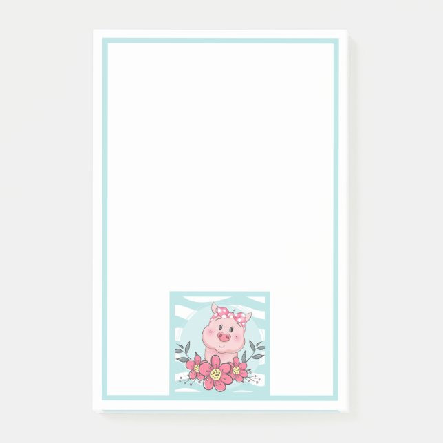 Niedliches Schwein Post-it Klebezettel (Vorderseite)