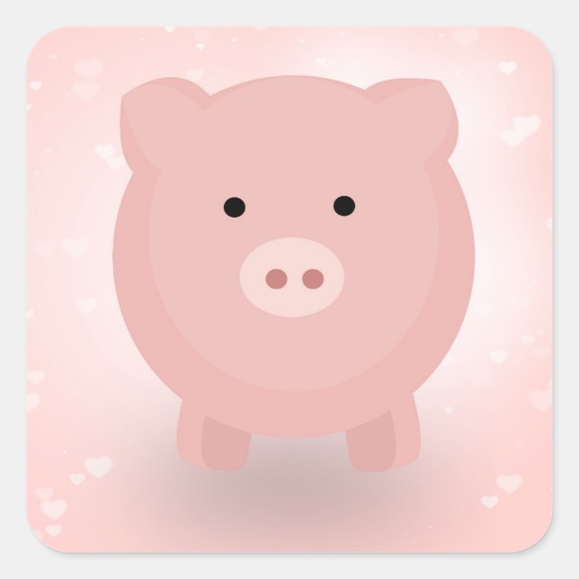 Niedliches Schwein Quadratischer Aufkleber (Vorderseite)