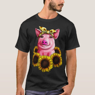 Niedliches Schwein Sonnenblume Liebliches Pigment T-Shirt
