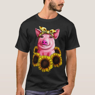 Niedliches Schwein Sonnenblume Liebliches Pigment T-Shirt