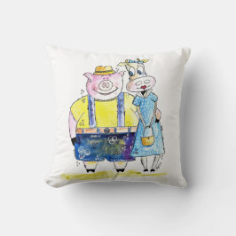 Niedliches Schwein und Kuh Kissen