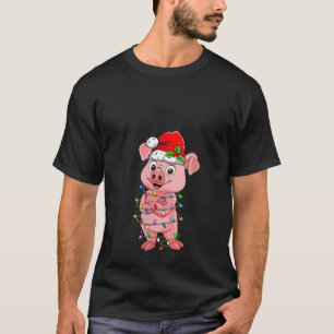 Niedliches Schwein Weihnachtsmannmütze Weihnachten T-Shirt