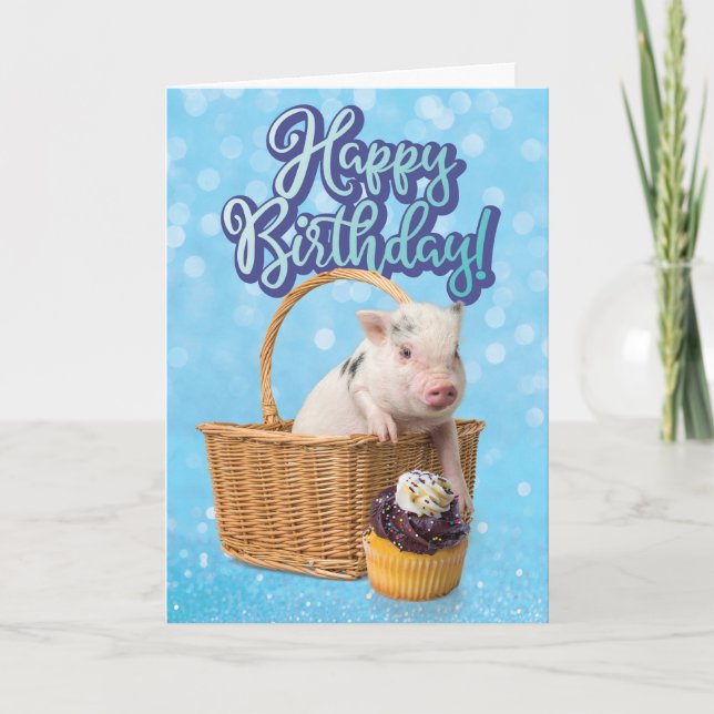 Niedliches Schwein zum Geburtstag Karte (Vorderseite)