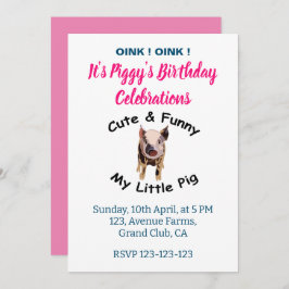 Niedliches Schweine-Geburtstagsfarm Party Einladung