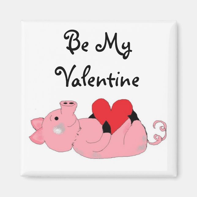 Niedliches Schweine Valentine Magnet (Vorne)