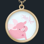 Niedliches Schweine Vergoldete Kette<br><div class="desc">Kakaokunst</div>