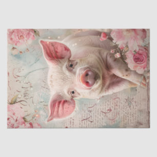 Niedliches Schweinebrot Rose Blumenbeete Decoupage Seidenpapier