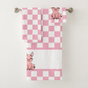 niedliches Schweinefeld Land Badhandtuch Set