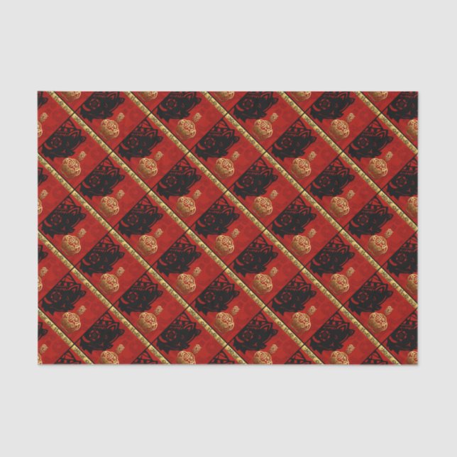 Niedliches Schweinefleisch Chinesisches Jahr Zodia Seidenpapier (Vorderseite)