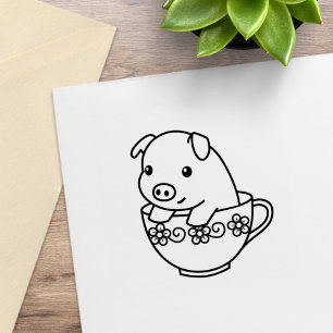 Niedliches Schweinefleisch im Teacup Gummistempel
