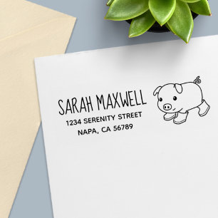 Niedliches Schweinefleisch in Gummistiefeln Rückse Permastempel