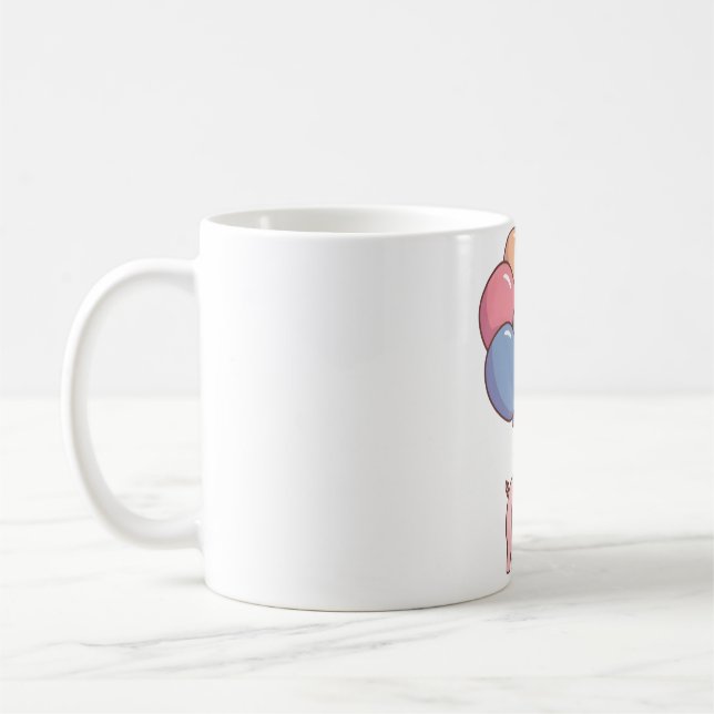 Niedliches Schweinefleisch mit Regenbogenballons Kaffeetasse (Links)