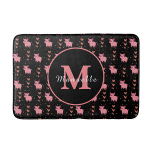 Niedliches Schweinefleisch Monogramm Personalisier Badematte