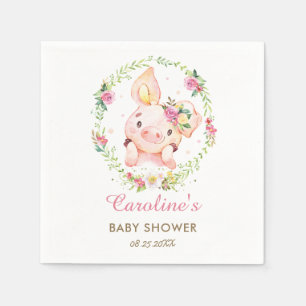 Niedliches Schweinefleisch Pig Pink Blütendusche G Serviette