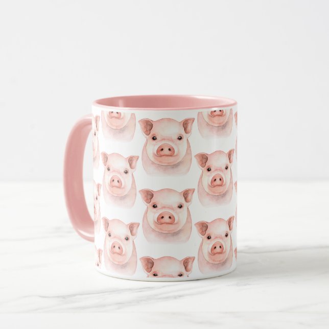 Niedliches Schweinelchen Pink Pink Ferkel Land Tasse (Vorderseite Links)