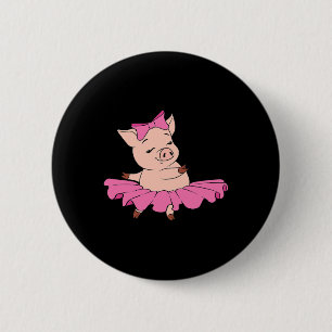 Niedliches Schweinezucht Rosa Tanztänzer Performer Button