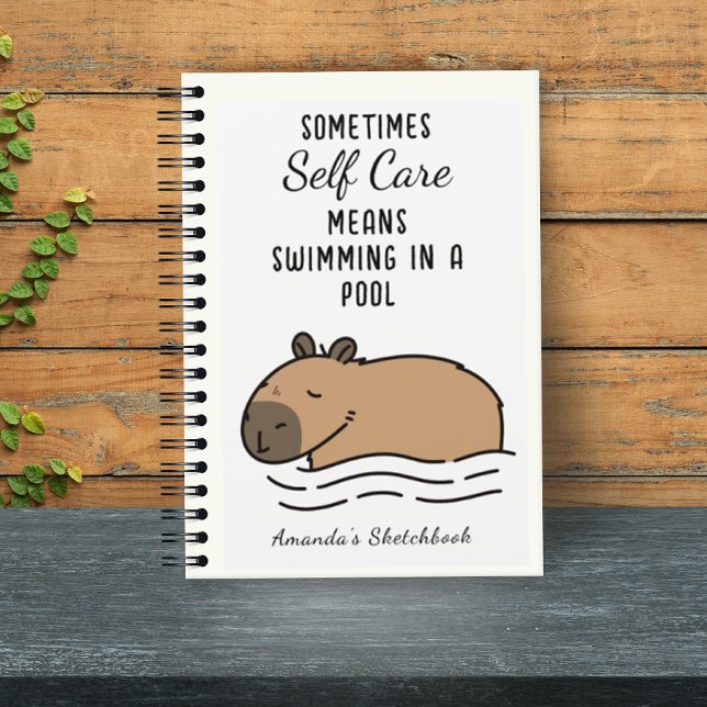 Niedliches Schwimmen Capybara Selbstversorgung Notizbuch (Von Creator hochgeladen)