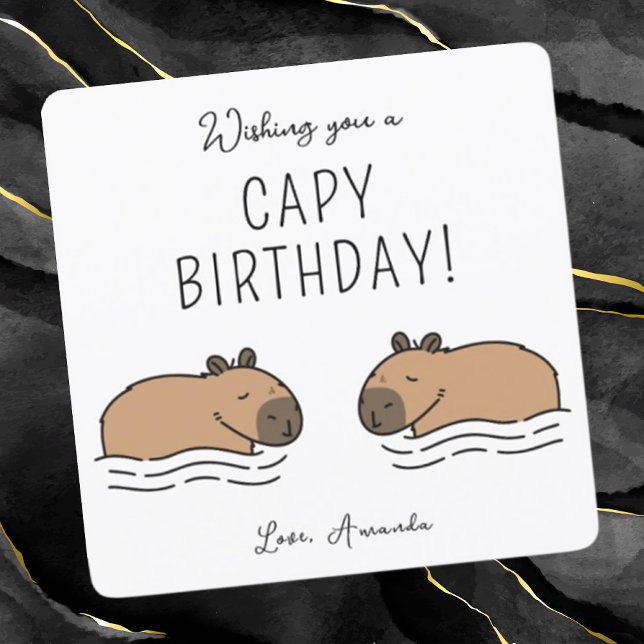 Niedliches Schwimmen Capybaras Capy Birthday Karte (Von Creator hochgeladen)