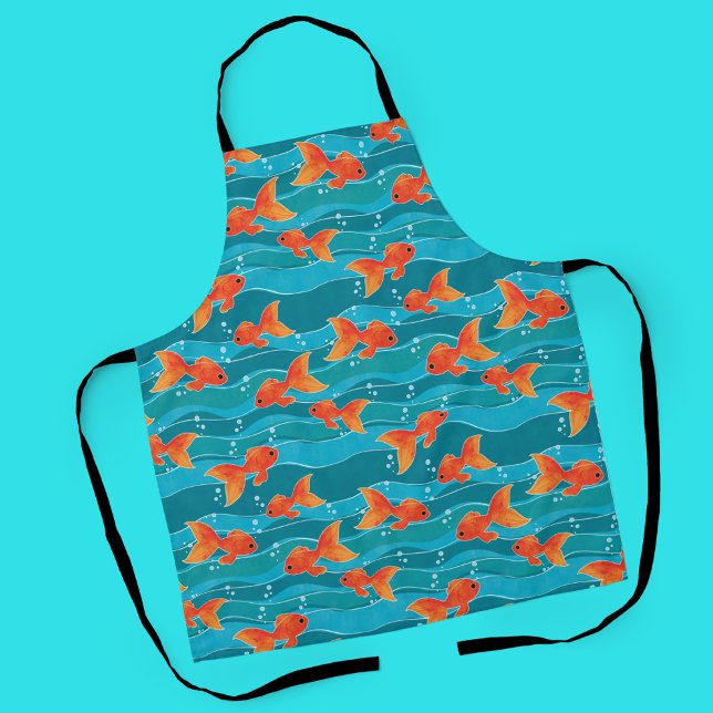 Niedliches Schwimmen Goldfish & Wassermuster Schürze (Swimming Goldfish Pattern Apron)