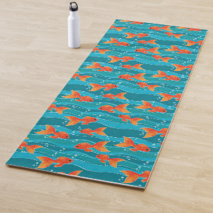 Niedliches Schwimmen Goldfish & Wassermuster Yogamatte