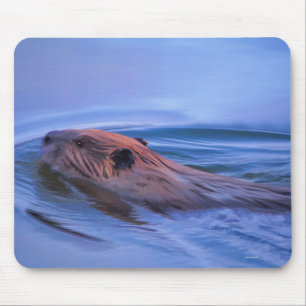 Niedliches Schwimmen Wilde Biber Kunst, Dichtung u Mousepad