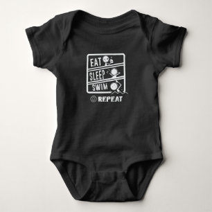 Niedliches Schwimmerdesign - Sleep Swim wiederhole Baby Strampler