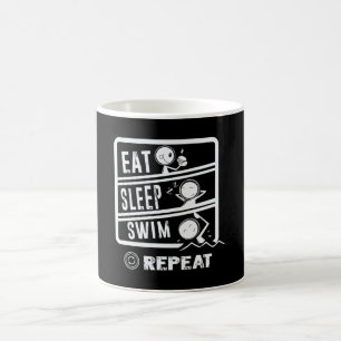 Niedliches Schwimmerdesign - Sleep Swim wiederhole Kaffeetasse