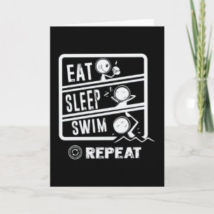 Niedliches Schwimmerdesign - Sleep Swim wiederhole Karte