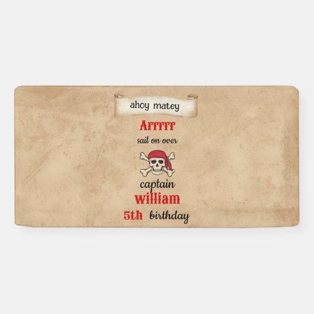 niedliches Schwimmschiff Pirate Birthday Banner (Horizontal)