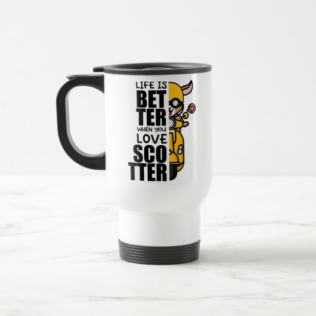 Niedliches Scooter-Goat-Design Reisebecher (Links)