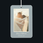 Niedliches Script Dusty Blue Wedding Anniversary F Autolufterfrischer<br><div class="desc">Niedliches Script Dusty Blue Wedding Foto Friseur mit Ihrem Bild und Text der Wahl,  um als Hochzeitsgast Gunst oder für Ihren Hochzeitsjubiläum geben.</div>