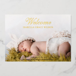 Niedliches Script Foto Baby Announction Foil Card Folieneinladung