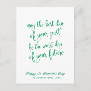 Niedliches Script Old Irish Blessing St. Patrick's Postkarte