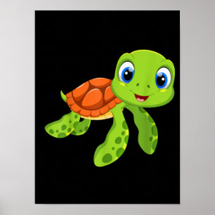 Niedliches Sea Baby Turtle Geschenk Poster