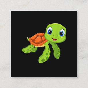 Niedliches Sea Baby Turtle Geschenk Quadratische Visitenkarte