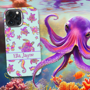 Niedliches Sea Life Muster Kids Name iPhone Case iPhone 13 Pro Max Hülle