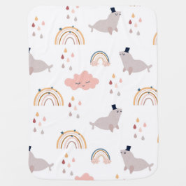 Niedliches Seamless Sea Lions Baby Blanket Babydecke