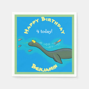 Niedliches Seemonster Plesiosaurier-Cartoon-Abbild Serviette