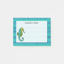 Niedliches Seepferd Blau und Grün Individuelle Nam Post-it Klebezettel