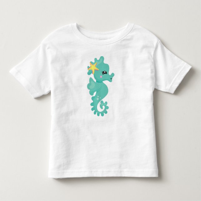 Niedliches Seepferd, grünes Seepferd, Starfish, He Kleinkind T-shirt (Vorderseite)