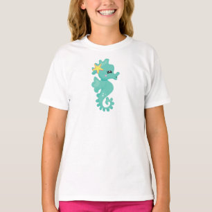 Niedliches Seepferd, grünes Seepferd, Starfish, He T-Shirt