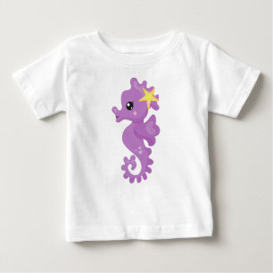 Niedliches Seepferd, Lila Seepferd, Starfish, Herz Baby T-shirt