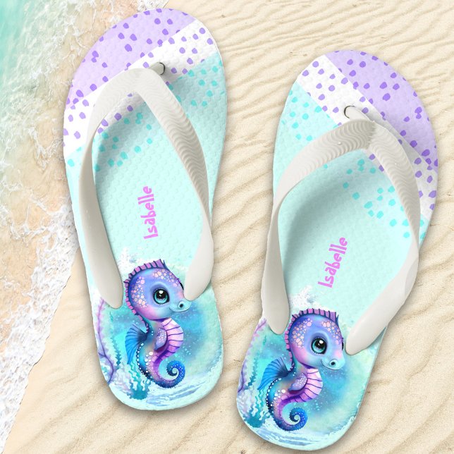 Niedliches Seepferd Personalisiert Girls' Kinderbadesandalen (Von Creator hochgeladen)